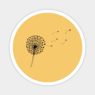 Dandelion Clock in mustard and black Magnet